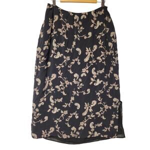 Vintage 90's Y2K Silk Floral Midi Skirt Whimsigoth Dark Fairy Goth  Plus Size 1X